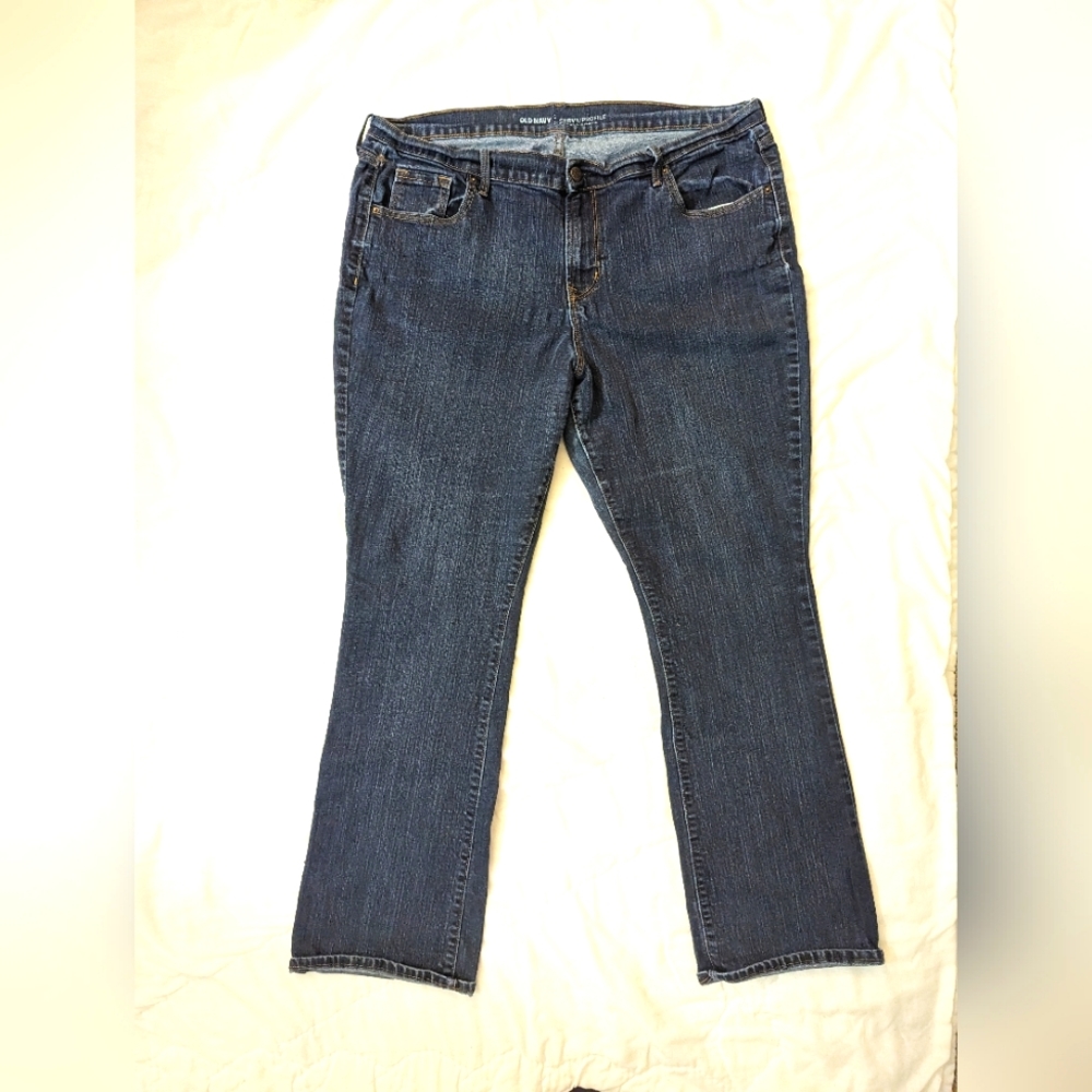Old Navy Curvy/Profile Mid-Rise Women's Dark Blue Denim Jeans, Size 18